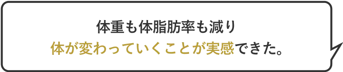 体重も体脂肪率も減り体が変わっていくことが実感できた。
